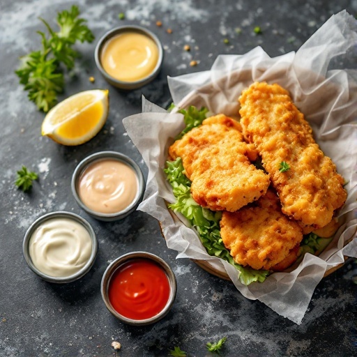 A delicious crispy fried cod sandwich with sauces