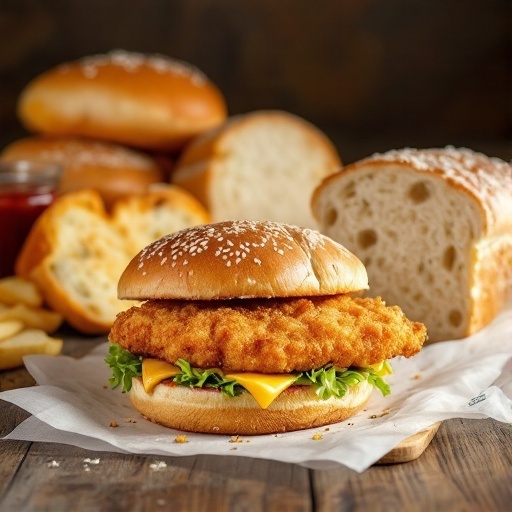 A delicious crispy fried cod sandwich with lettuce and cheese on a sesame seed bun.