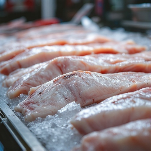 Cod fillets on ice ready for selection